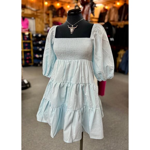 BOUTIQUE Dresses & Skirts - NEW Light Blue Babydoll Flowy Ruffle Dress
